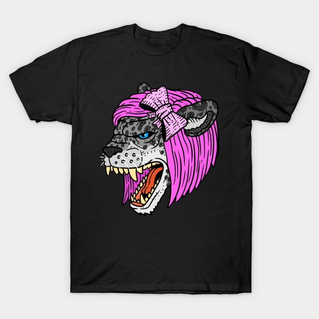 snow leopard. big angry cat lady. powerful woman. T-Shirt by JJadx